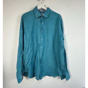Robert Graham Mens Brixton Classic Fit Long Sleeve Button Up Shirt XXL Blue